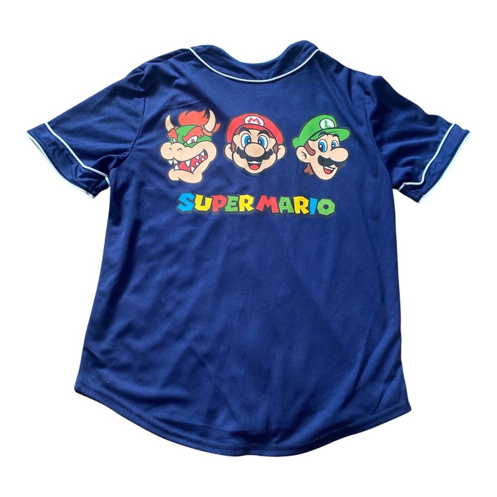 NWT Super Mario Baseball Jersey XS Blue Isaac Morris Nintendo Bowser Luigi